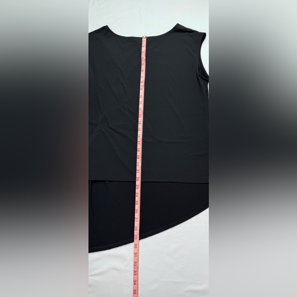 White House Black Market Black Short Sleeve Top Ruched Side Size XL - Picture 8 of 8